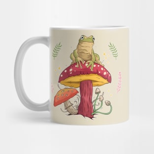 mushroom, frog, cottagecore, toad, cute, Mug